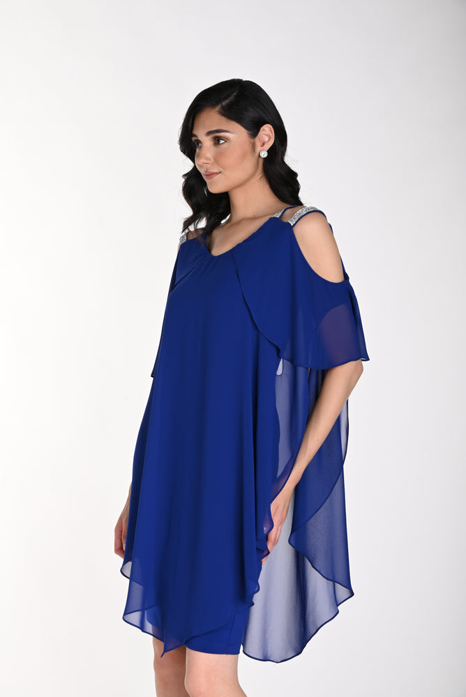 Frank Lyman Spring/Summer 2024-242004-Woven Dress- Imperial Blue - The Coach Pyramids
