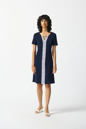 Joseph Ribkoff Summer 2024 -242068-Dress-Midnight Blue/Vanilla - The Coach Pyramids