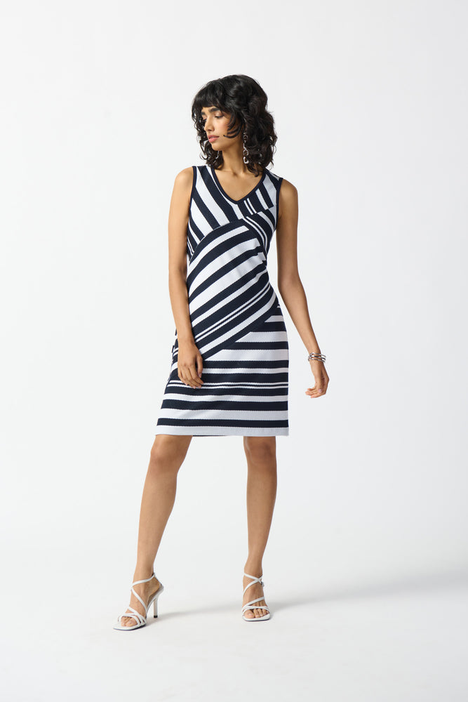 Joseph Ribkoff Summer 2024 -242077-Dress-Midnight Blue/Off White - The Coach Pyramids