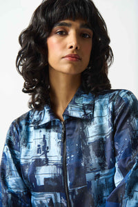 Joseph Ribkoff Summer 2024 -242105-Jacket-Blue/Multi - The Coach Pyramids