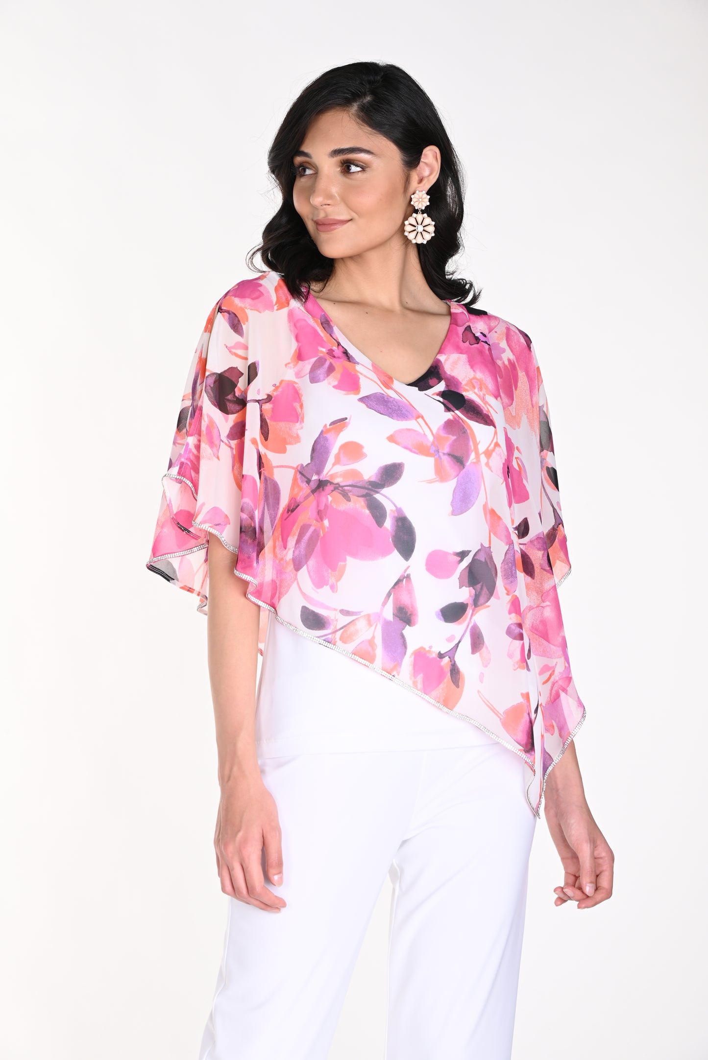 Frank Lyman Spring/Summer 2024-242171-Woven Top- Off White/Pink - The Coach Pyramids