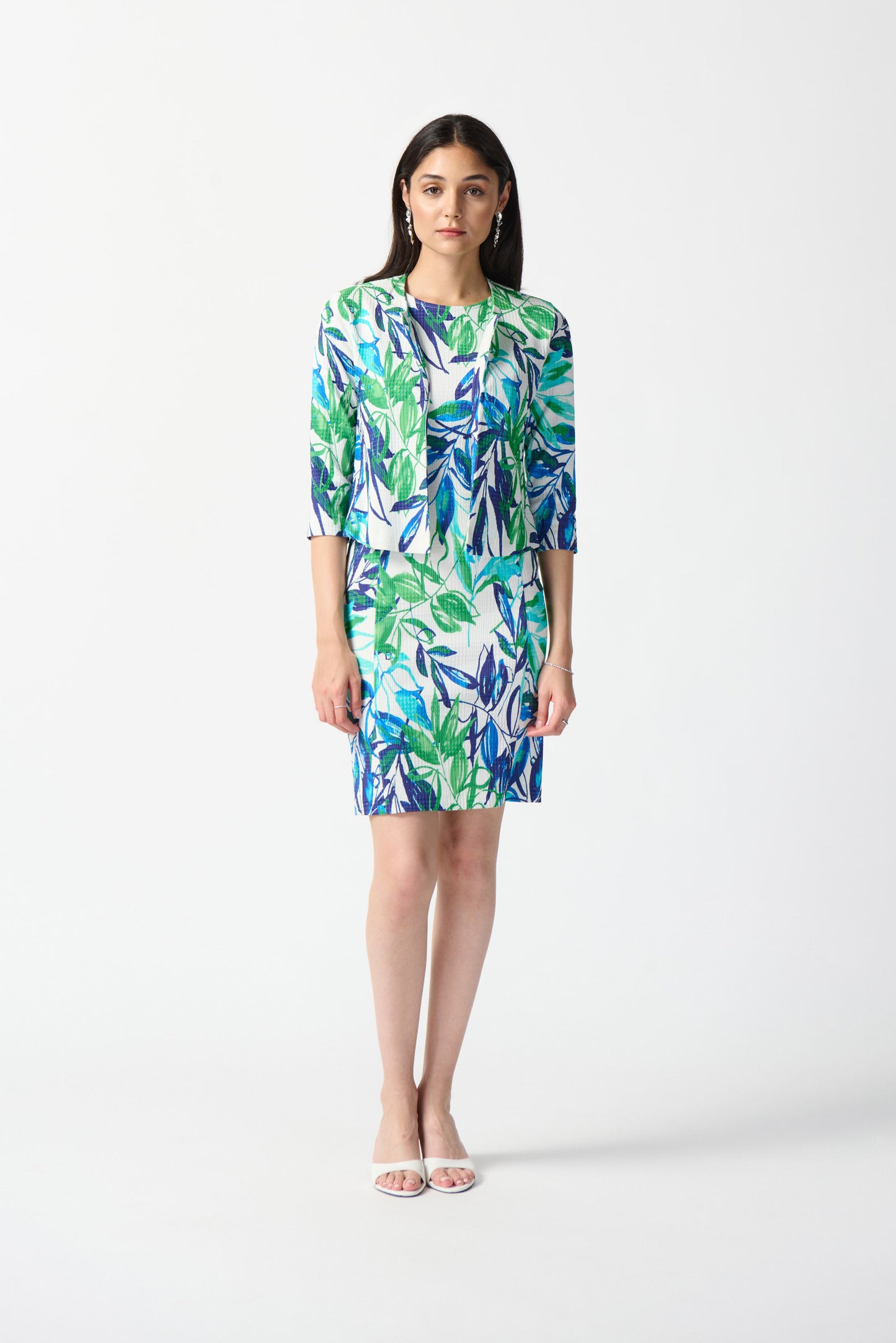 Joseph Ribkoff Summer 2024 -242187-2 PC Dress-Vanilla/Multi - The Coach Pyramids