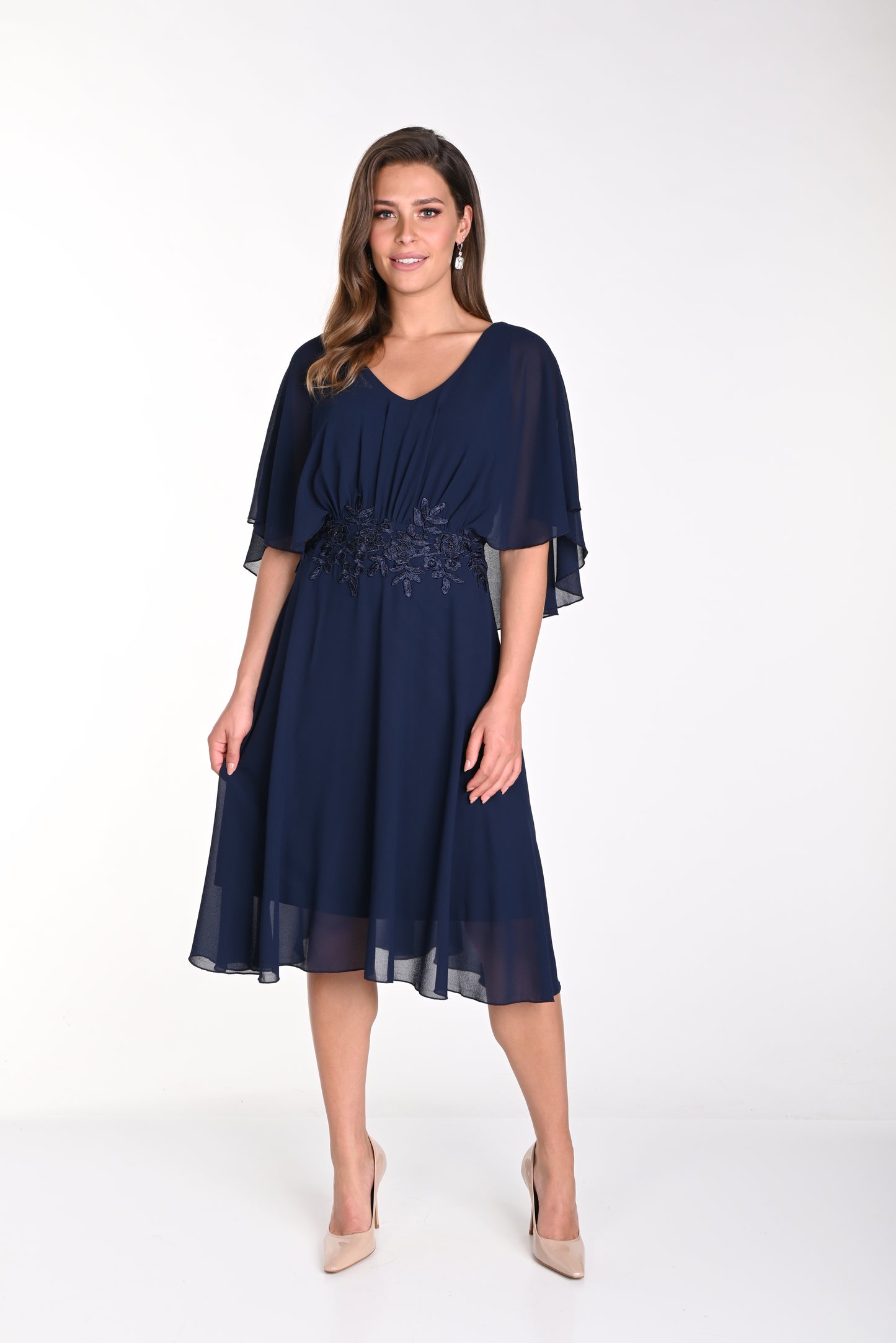 Frank Lyman Spring/Summer 2024-242301U-Woven Dress- Midnight - The Coach Pyramids