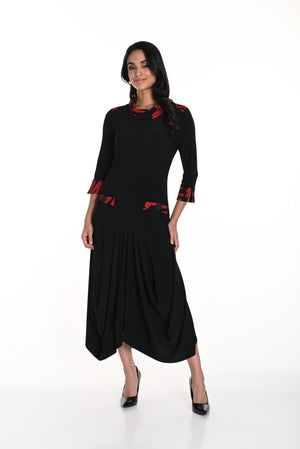 Frank Lyman Fall 2024-243116-Knit Dress-Black/Red - The Coach Pyramids