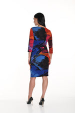 Frank Lyman Fall 2024-243135-Knit Dress- Royal/Orange - The Coach Pyramids