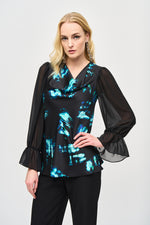 Joseph Ribkoff Fall  2024 -243138-Tunic-Black/Multi - The Coach Pyramids