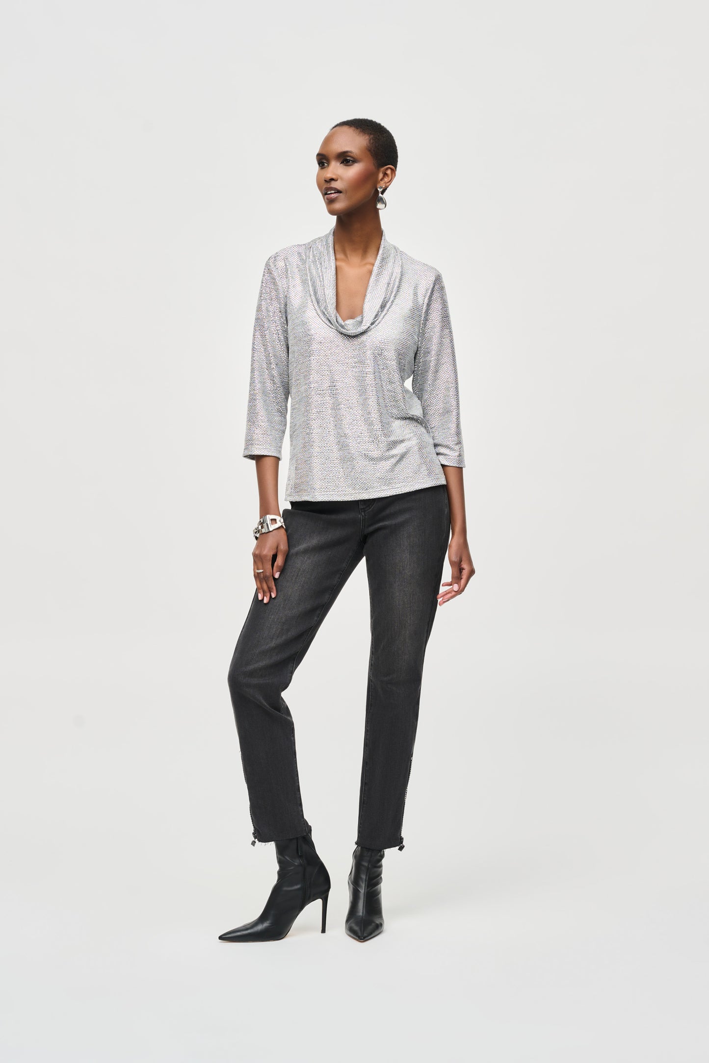 Joseph Ribkoff Fall  2024 -243167-Top-Grey/Silver - The Coach Pyramids