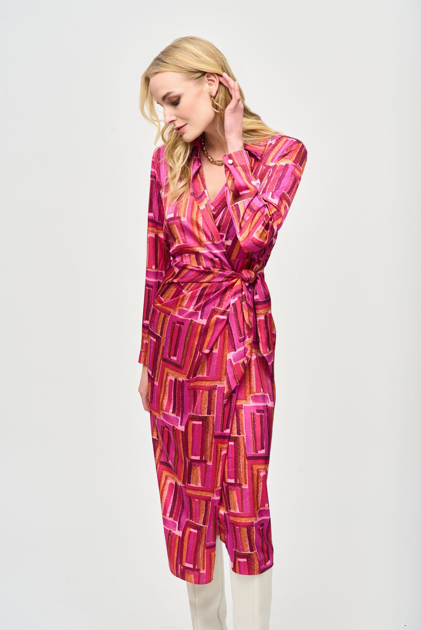 Joseph Ribkoff Fall  2024 -243182-Dress-Pink/Multi - The Coach Pyramids