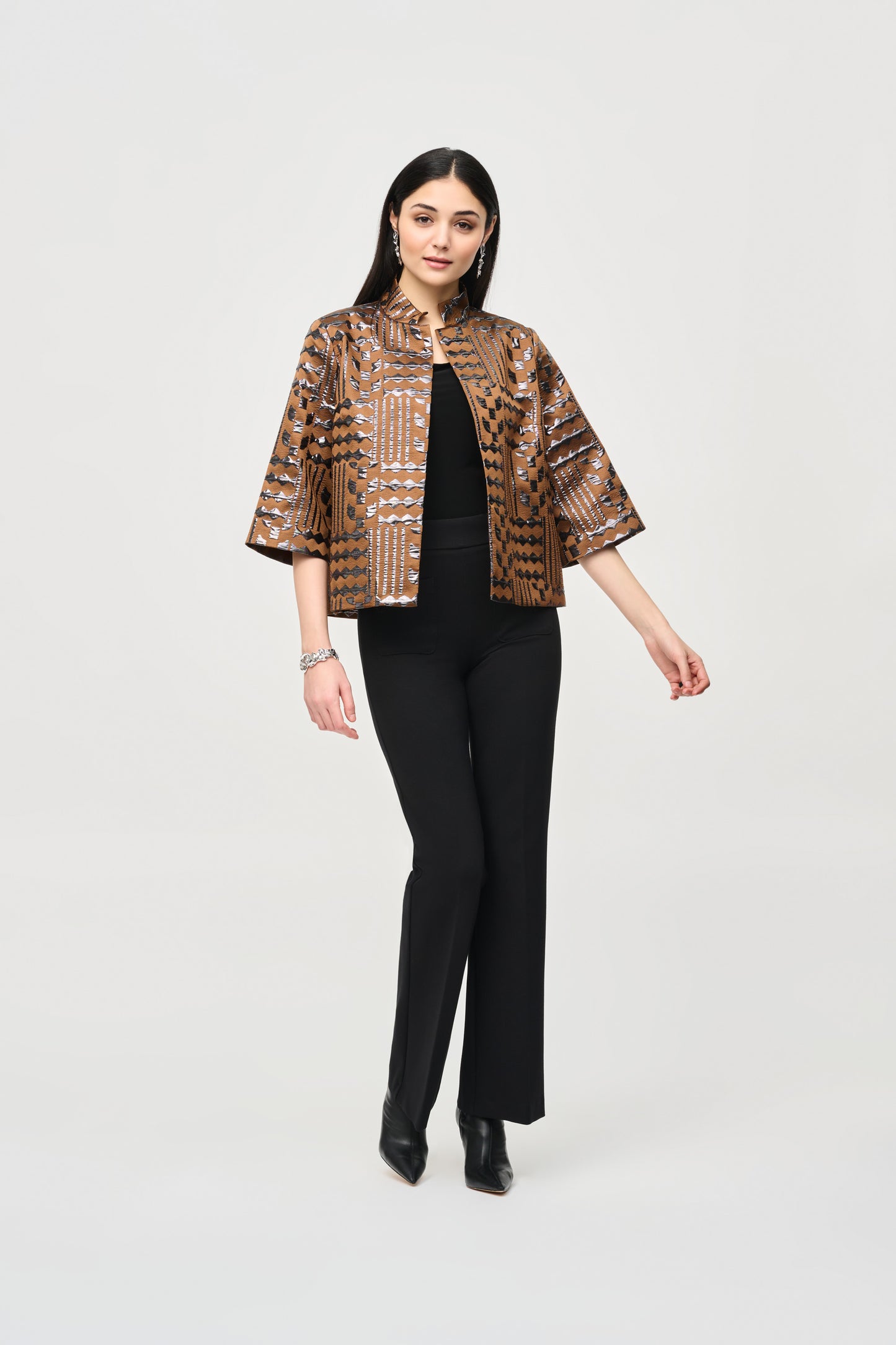 Joseph Ribkoff Fall  2024 -243192-Cover Up-Brown/Gun Metal - The Coach Pyramids