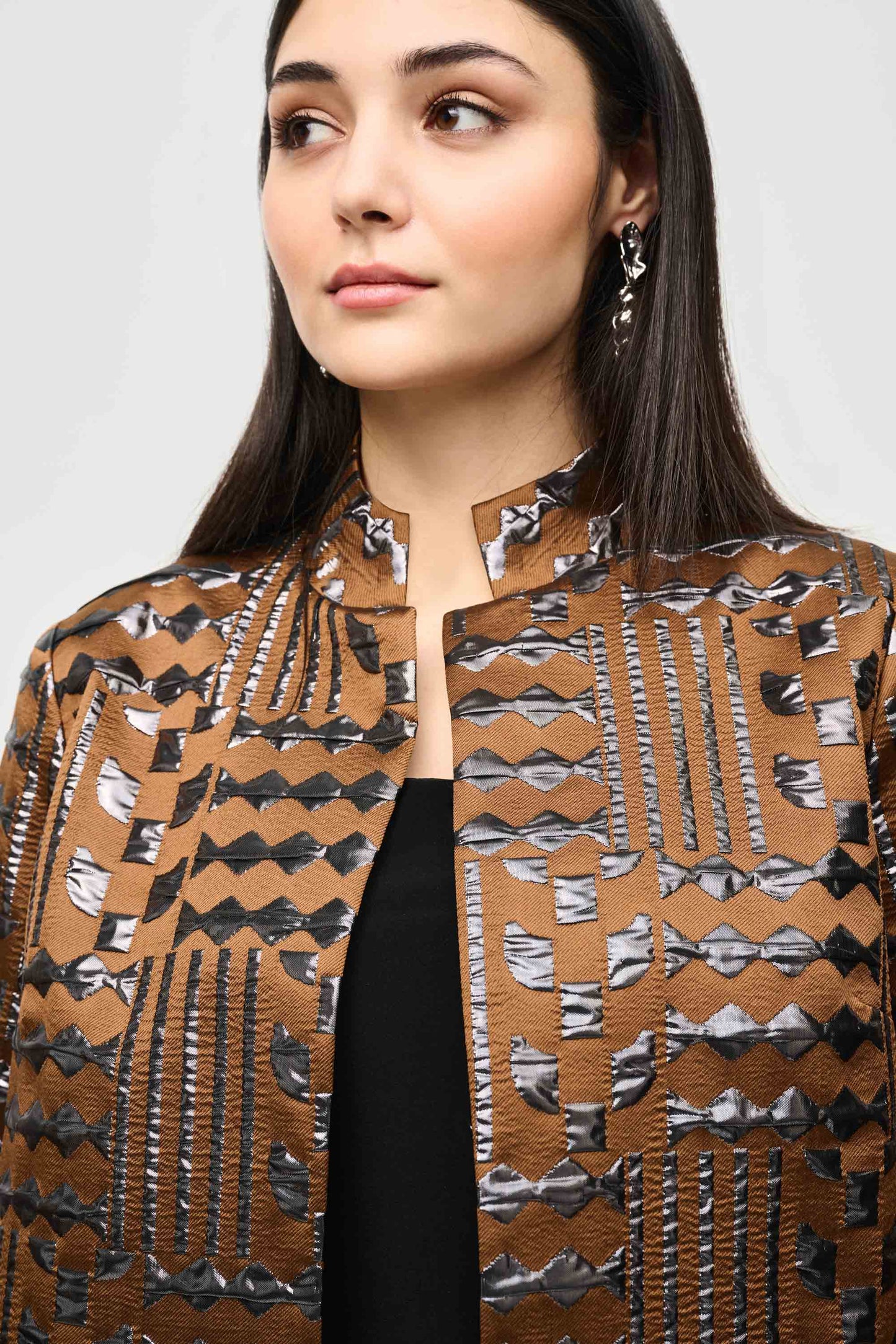 Joseph Ribkoff Fall  2024 -243192-Cover Up-Brown/Gun Metal - The Coach Pyramids