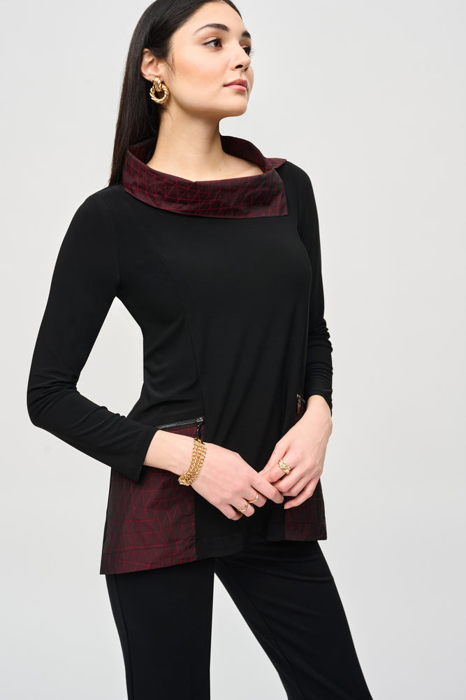 Joseph Ribkoff Fall  2024 -243195-Tunic- Black/Red - The Coach Pyramids