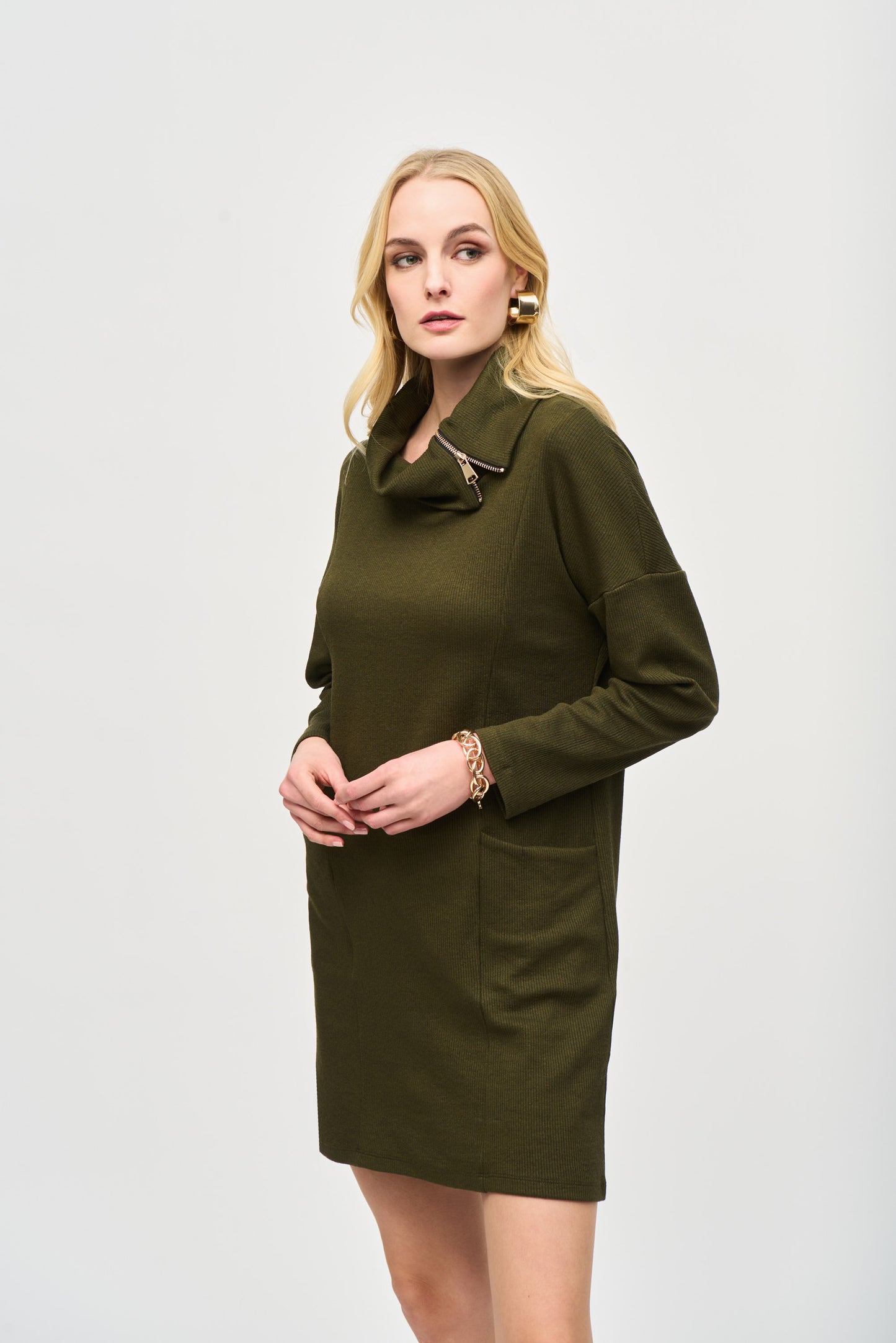 Joseph Ribkoff Fall  2024 -243207-Dress-Olive/Black - The Coach Pyramids