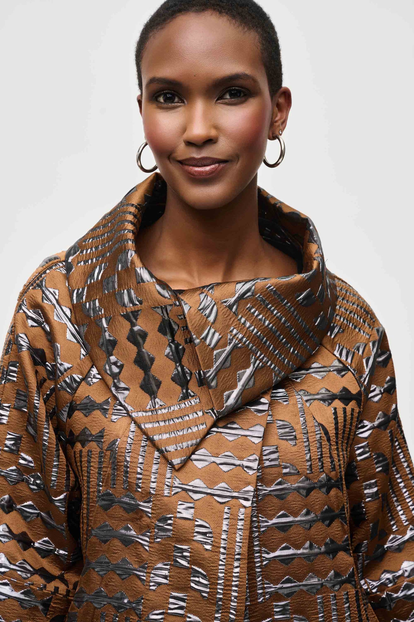 Joseph Ribkoff Fall  2024 -243280-Coat-Brown/Gun Metal - The Coach Pyramids