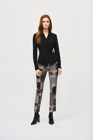 Joseph Ribkoff Fall  2024 -243299-Pant- Black/Multi - The Coach Pyramids