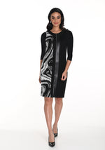 Frank Lyman Fall 2024-243299-Knit Dress- Black/Grey - The Coach Pyramids