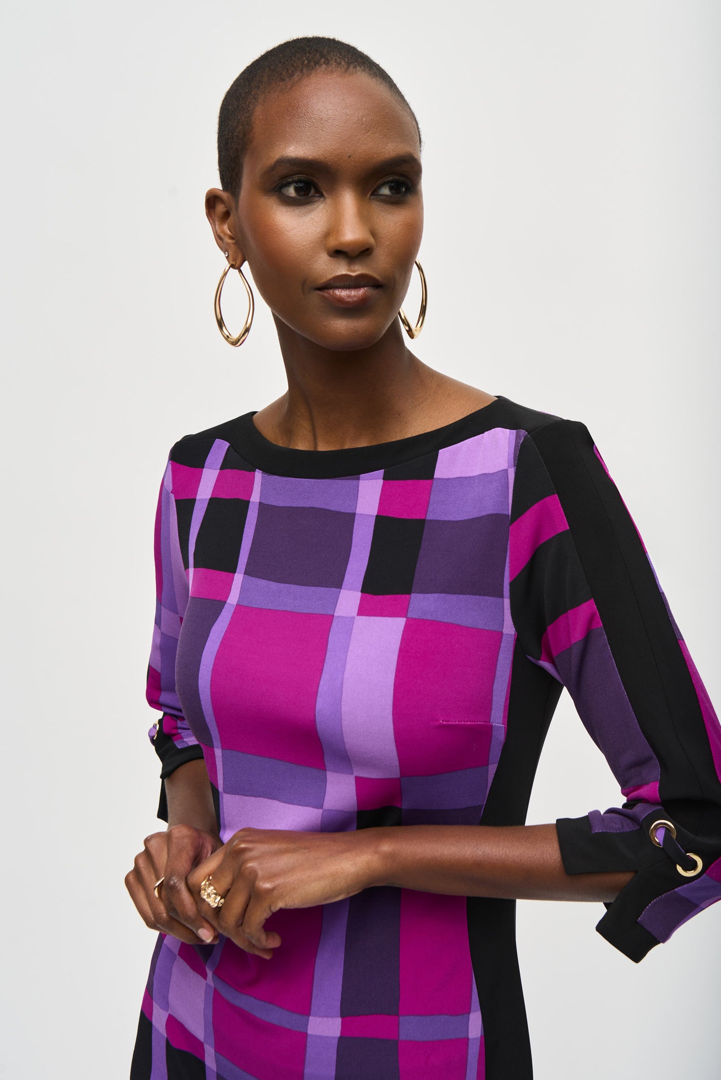 Joseph Ribkoff Fall  2024 -243301-Dress- Purple/Black - The Coach Pyramids