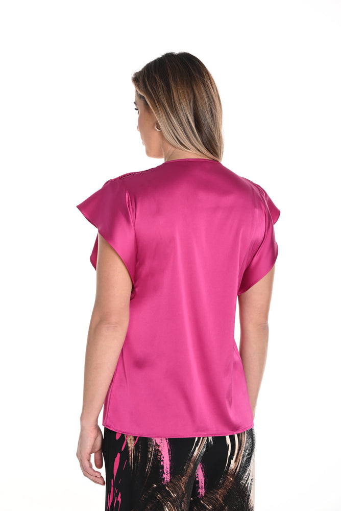 Frank Lyman Fall 2024-243406U-Woven Top- Magenta - The Coach Pyramids