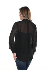 Frank Lyman Fall 2024-243414U-Woven Blouse-Black - The Coach Pyramids