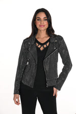 Frank Lyman Fall 2024-243444U-Knit Jacket-Black/Silver - The Coach Pyramids