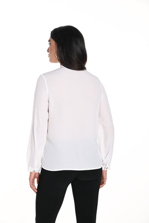 Frank Lyman Fall 2024-243454U-Woven Blouse-White - The Coach Pyramids