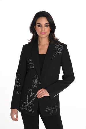 Frank Lyman Fall 2024-243468U-Woven Blazer-Black/Off White - The Coach Pyramids