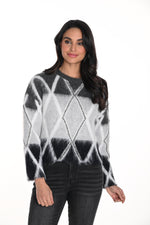 Frank Lyman Fall 2024-243473U-Knit Top-Grey/Black - The Coach Pyramids