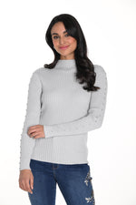 Frank Lyman Fall 2024-243474U-Knit Top-Grey - The Coach Pyramids