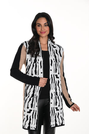 Frank Lyman Fall 2024-243497U-Knit Cardigan-Zebra/Beige - The Coach Pyramids