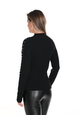 Frank Lyman Fall 2024-243499U-Knit Top-Black - The Coach Pyramids