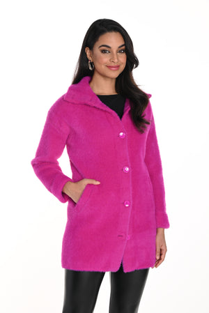 Frank Lyman Fall 2024-243507U-Knit Jacket-Fuchsia - The Coach Pyramids