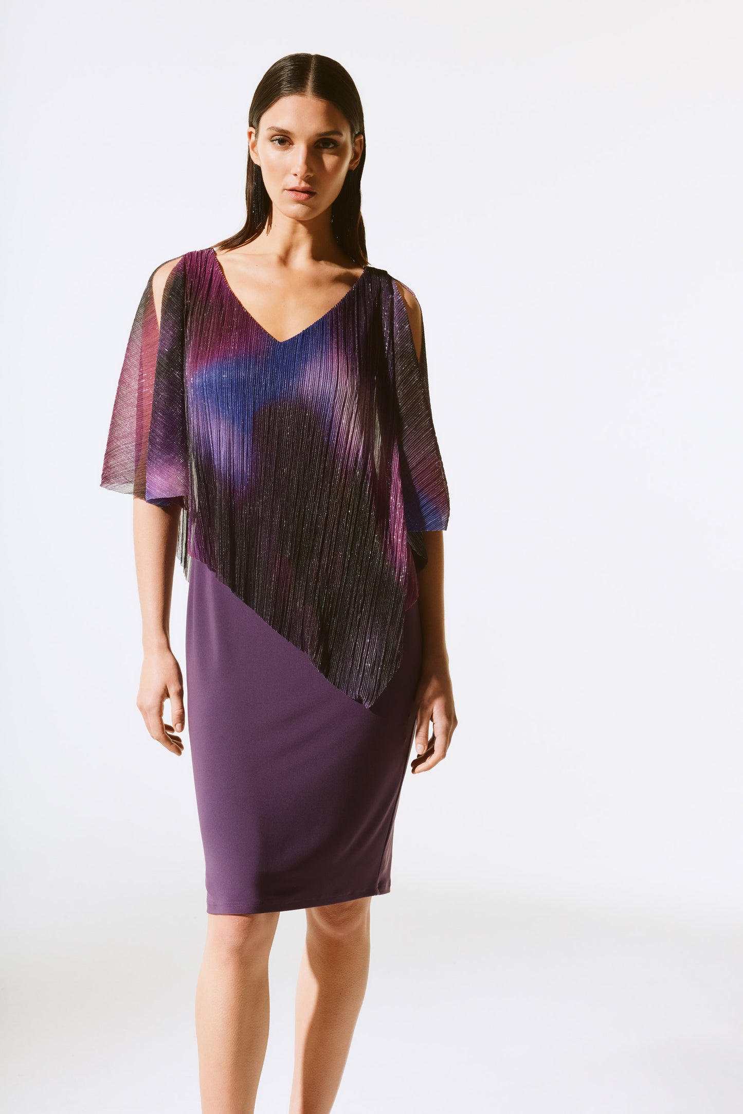 Joseph Ribkoff Fall  2024 -243718-Dress-Black/Currant/Multi - The Coach Pyramids