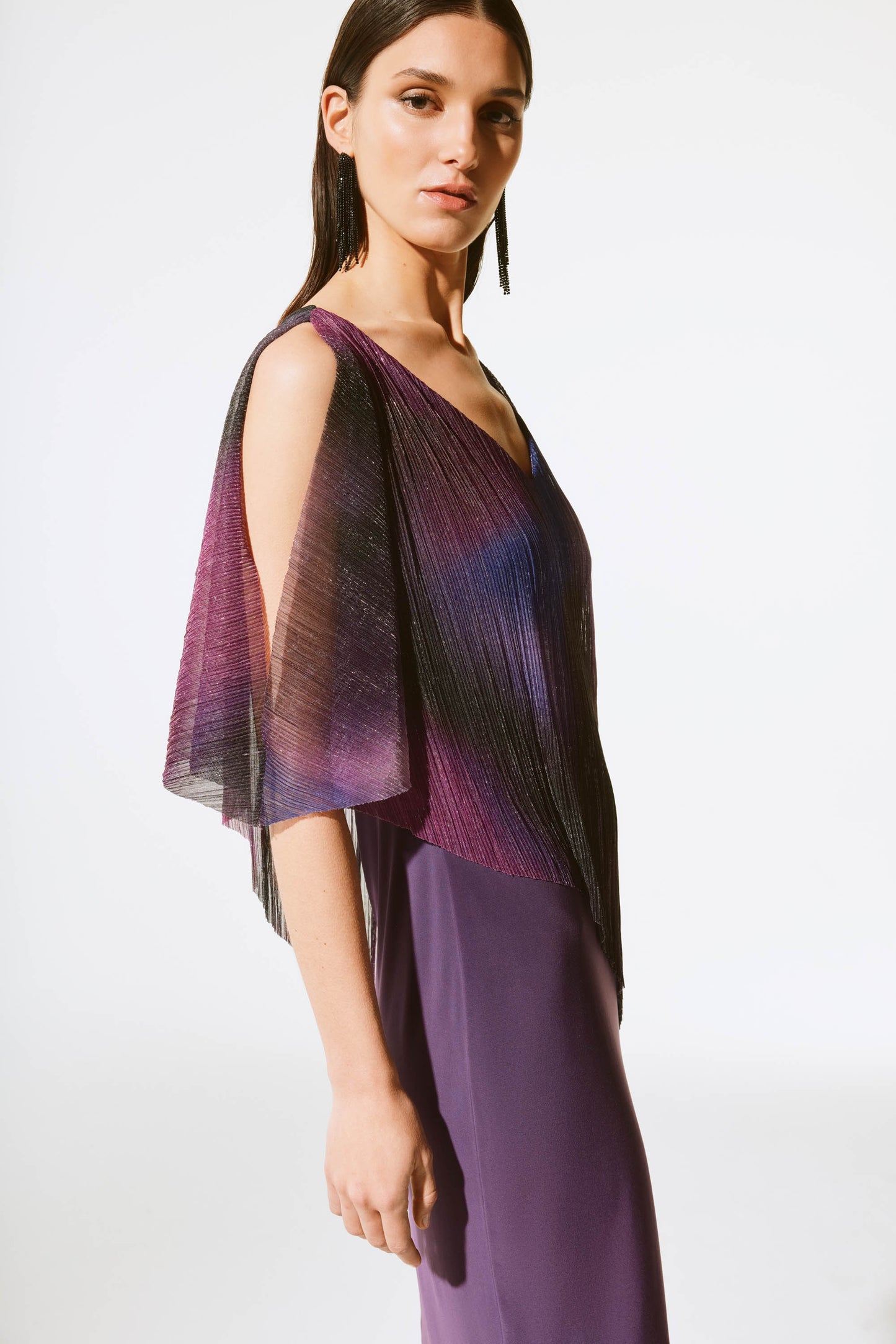 Joseph Ribkoff Fall  2024 -243718-Dress-Black/Currant/Multi - The Coach Pyramids