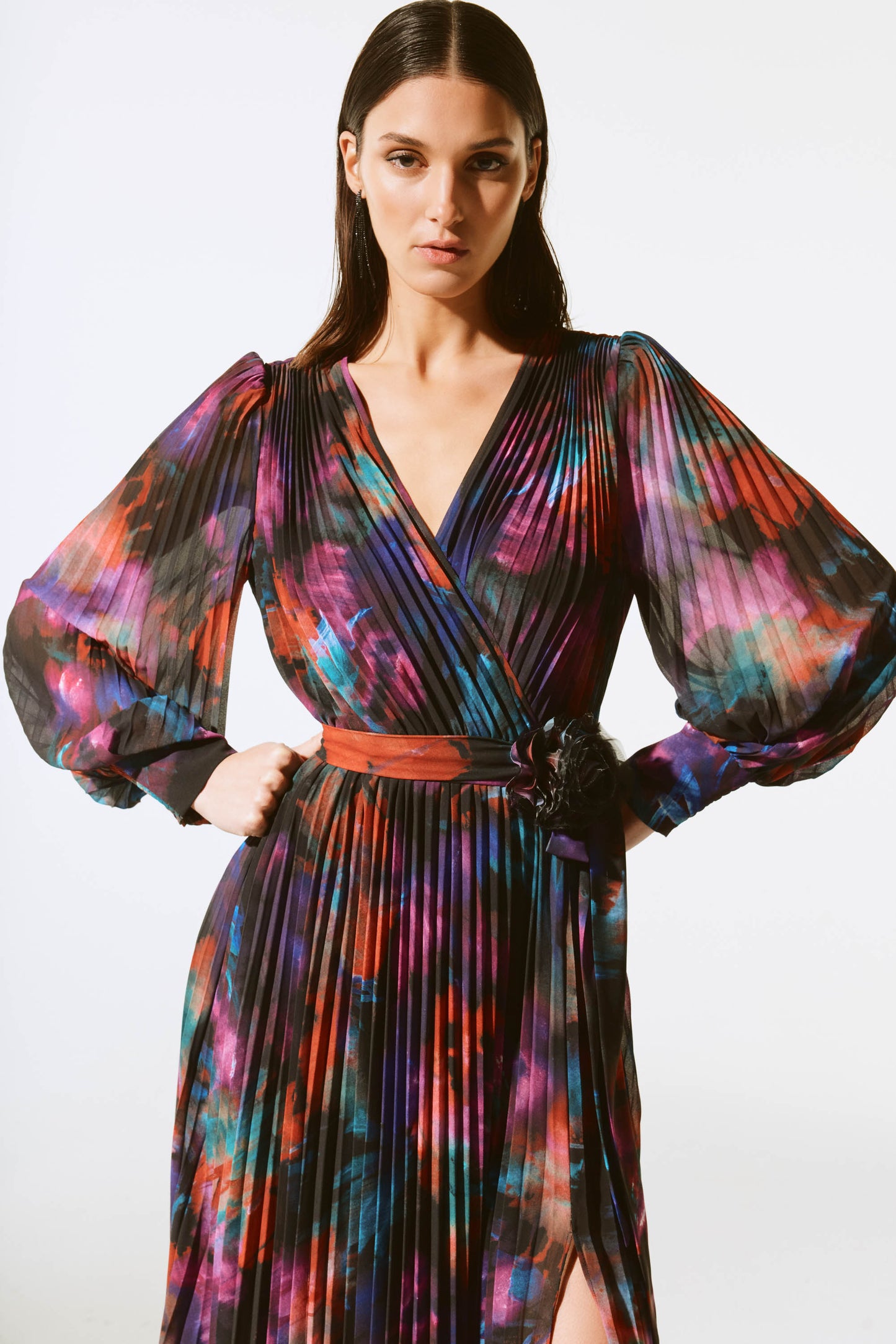 Joseph Ribkoff Fall  2024 -243770X-Dress-Black/Multi - The Coach Pyramids