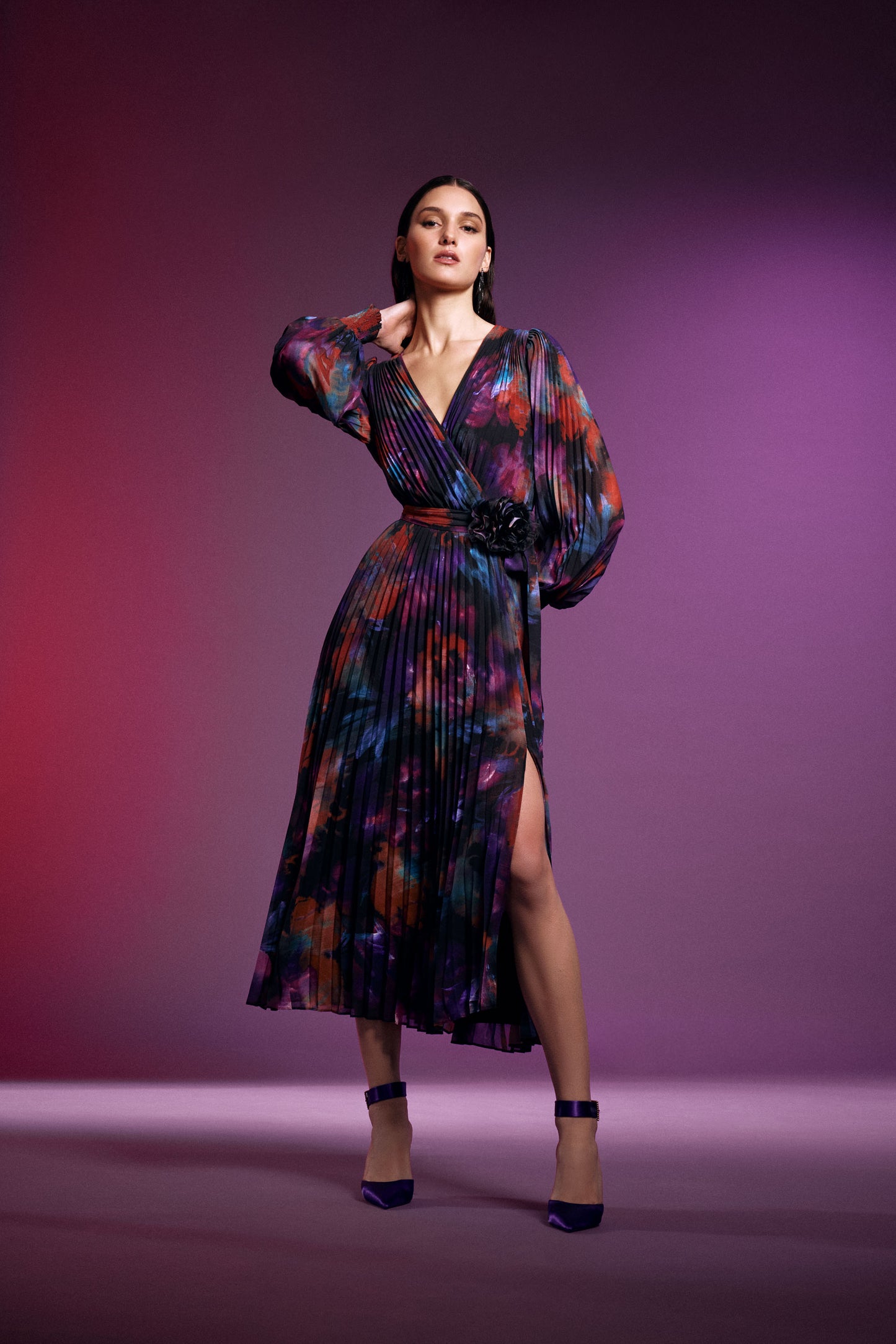 Joseph Ribkoff Fall  2024 -243770X-Dress-Black/Multi - The Coach Pyramids