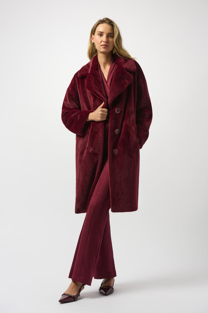 Joseph Ribkoff Fall 2025-243902F25-4433-Coat-Merlot - The Coach Pyramids