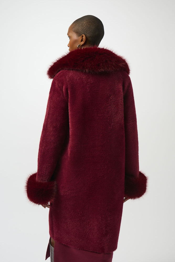 Joseph Ribkoff Fall 2025-243923F25-4433-Coat-Merlot - The Coach Pyramids