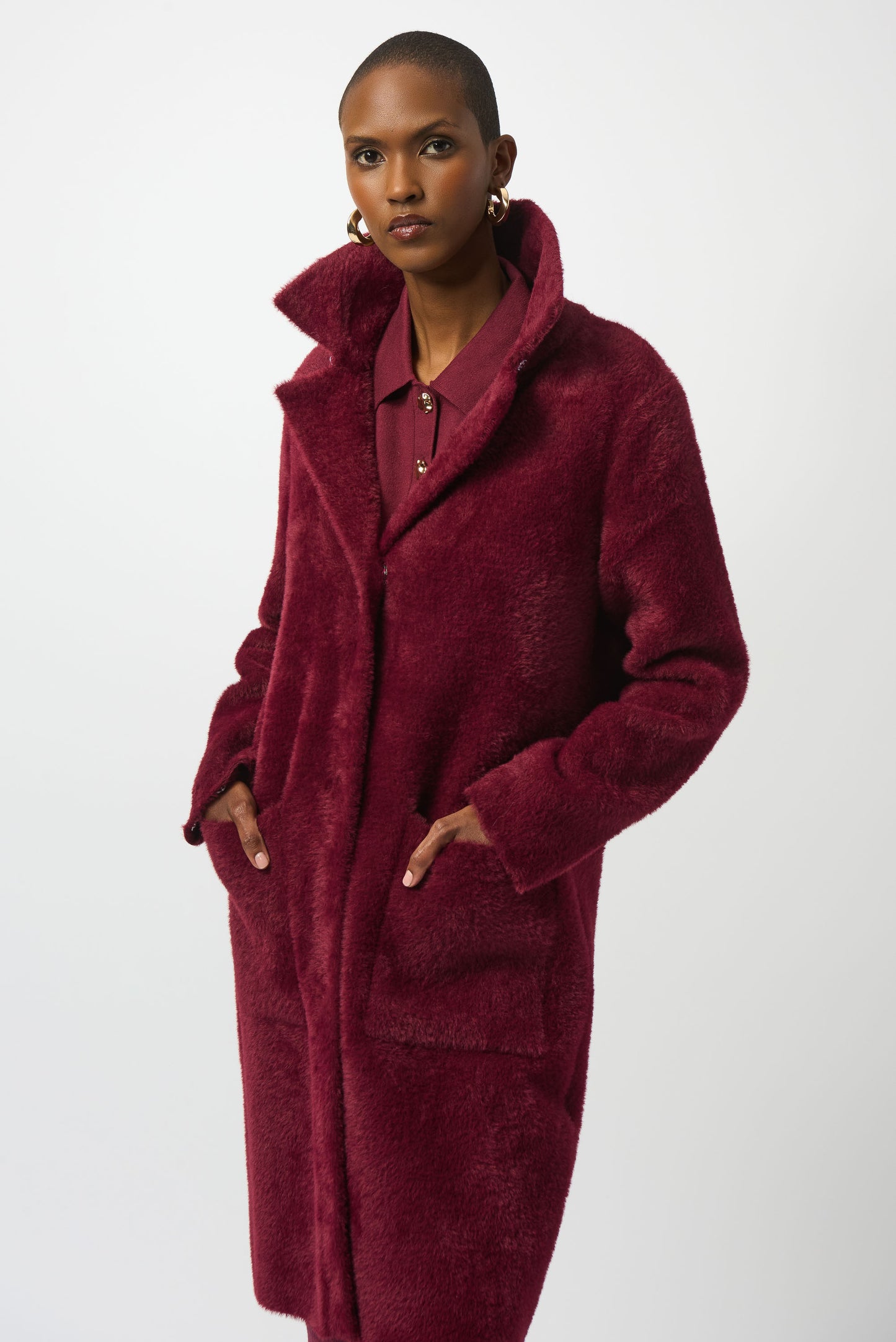 Joseph Ribkoff Fall 2025-243923F25-4433-Coat-Merlot - The Coach Pyramids