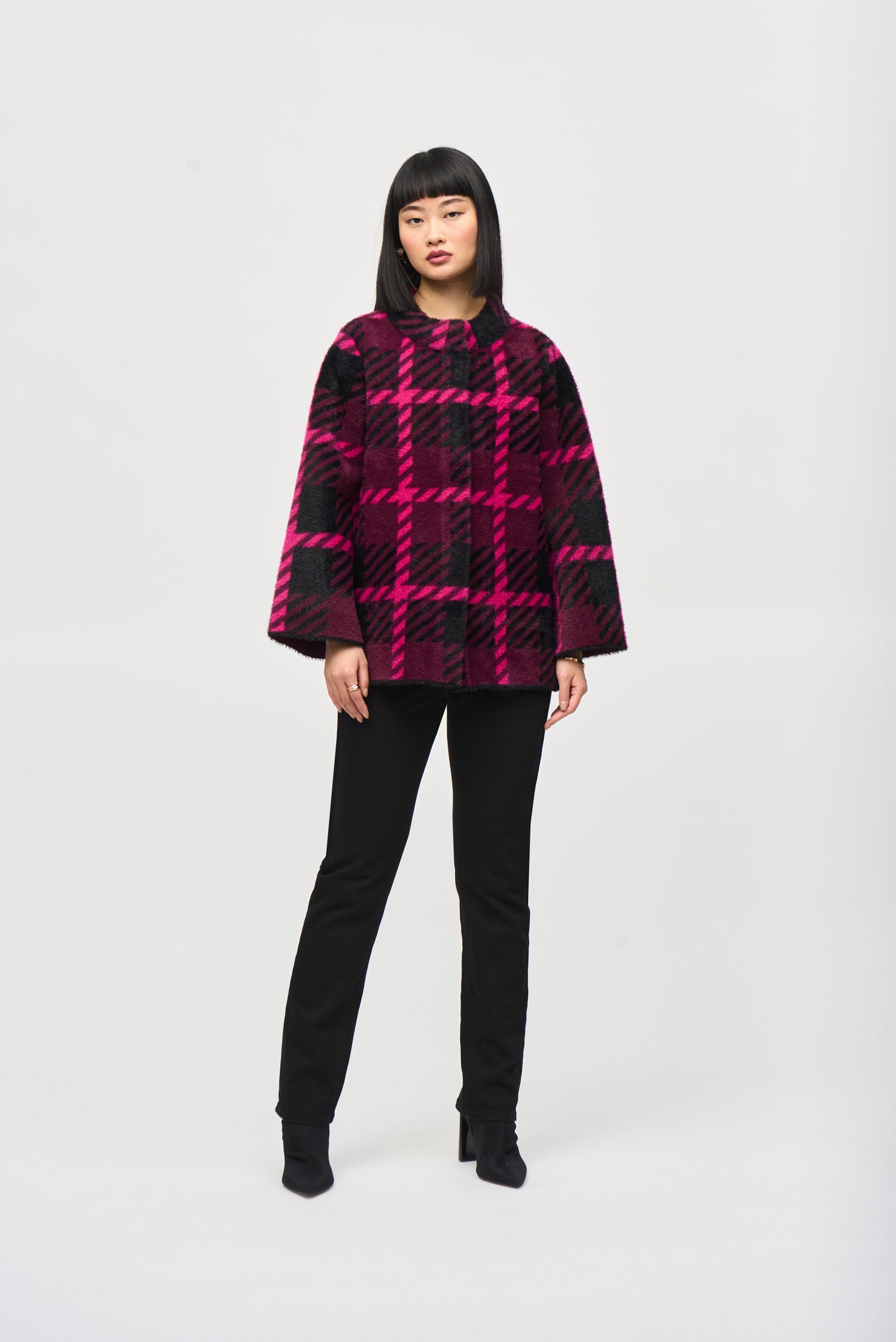 Joseph Ribkoff Fall  2024 -243931-Jacket- Pink Punch/Black - The Coach Pyramids
