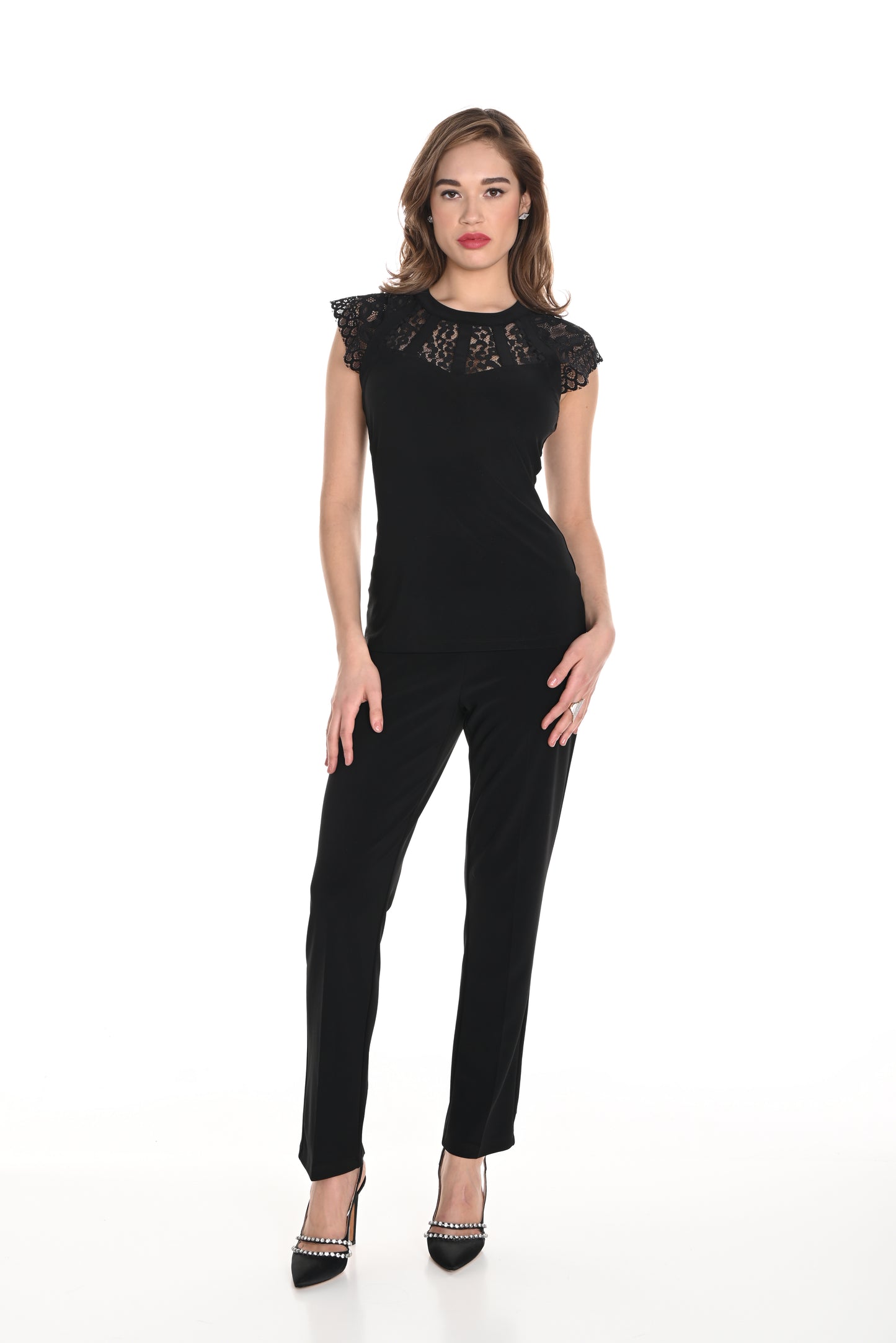 Frank Lyman Fall 2024-244019-Knit Pant-Black - The Coach Pyramids