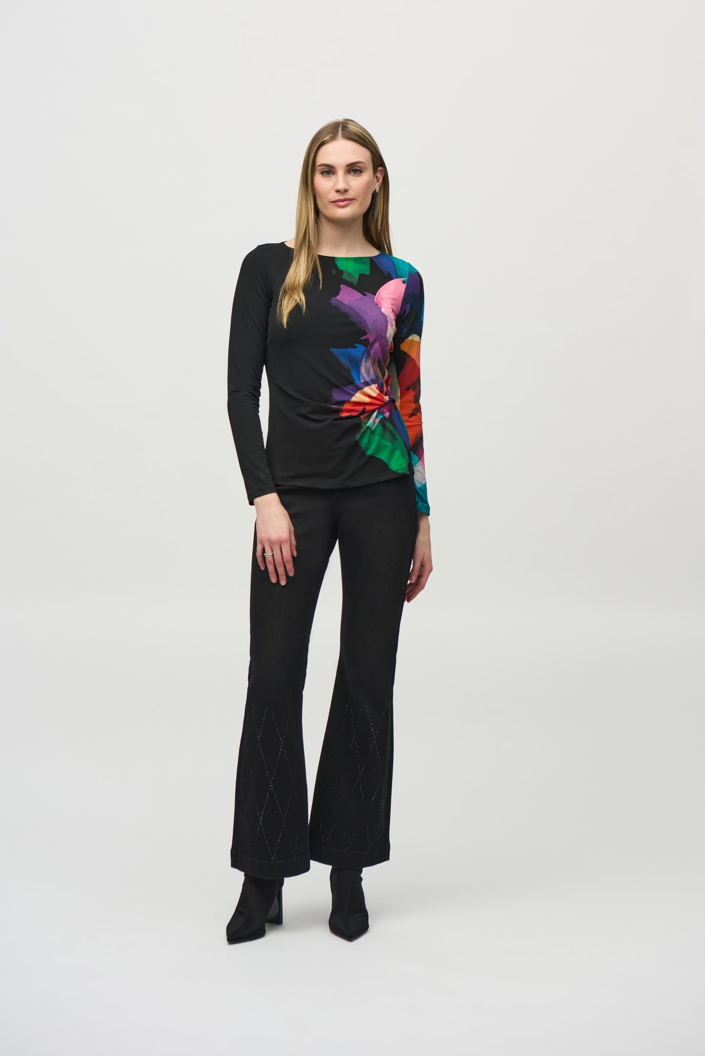Joseph Ribkoff Winter  2024-244073-178-Top-Black/Multi - The Coach Pyramids