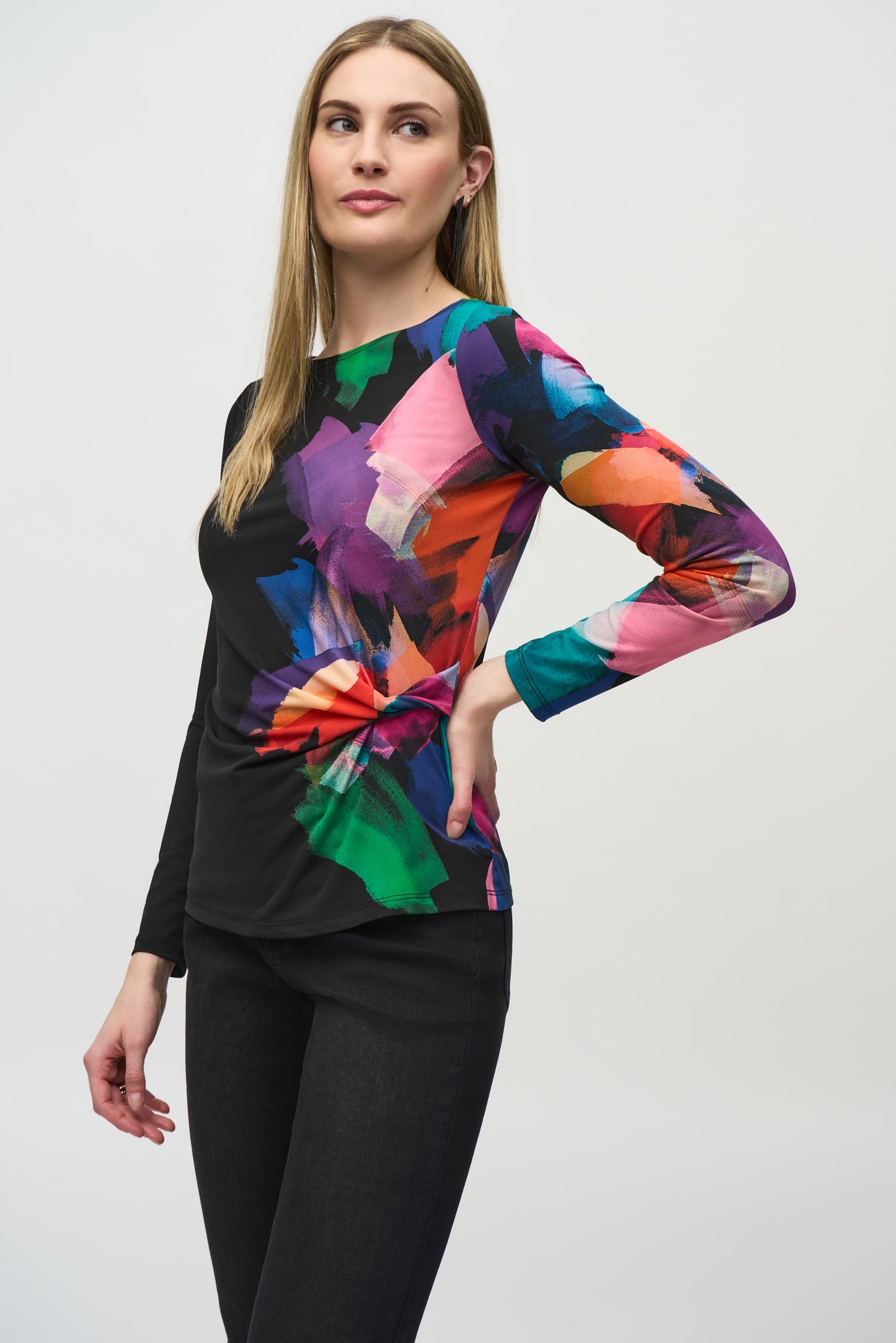 Joseph Ribkoff Winter  2024-244073-178-Top-Black/Multi - The Coach Pyramids