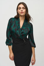 Joseph Ribkoff Winter  2024-244128-4298-Dress-Black/Absolute Green