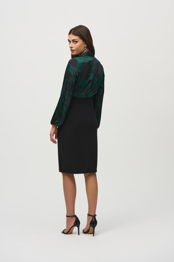 Joseph Ribkoff Winter  2024-244128-4298-Dress-Black/Absolute Green