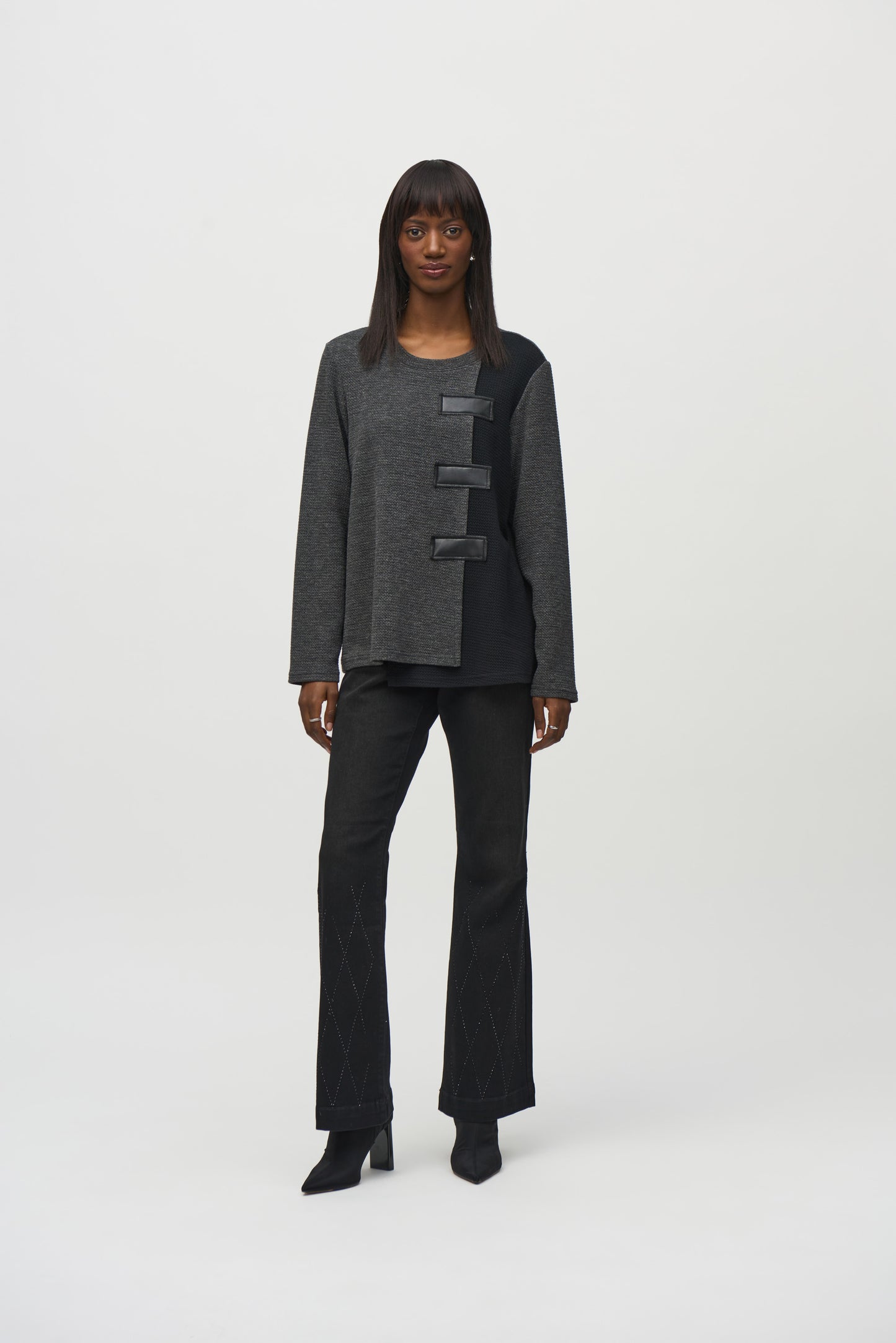 Joseph Ribkoff Winter  2024-244133-195-Tunic-Grey/Black - The Coach Pyramids
