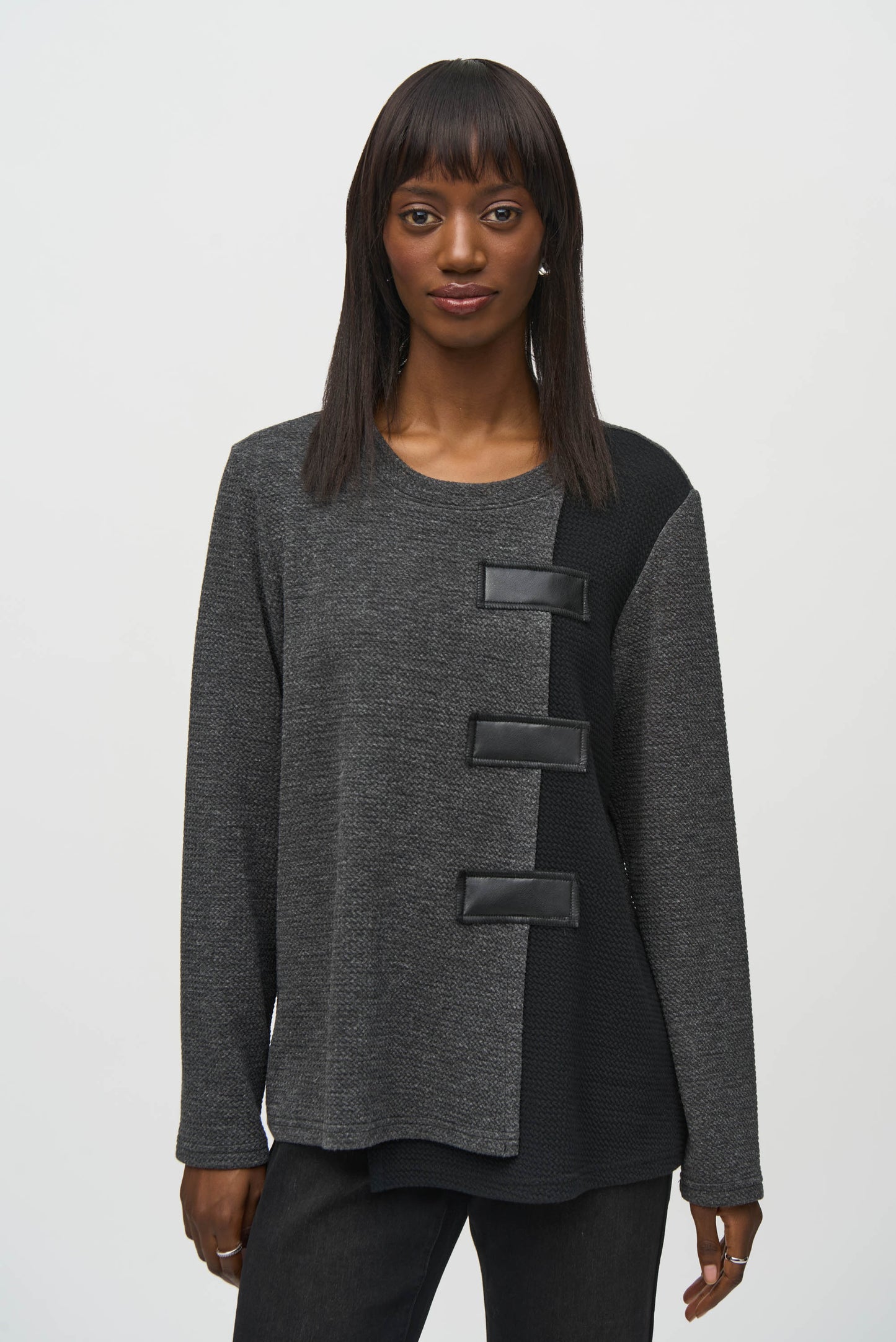 Joseph Ribkoff Winter  2024-244133-195-Tunic-Grey/Black - The Coach Pyramids