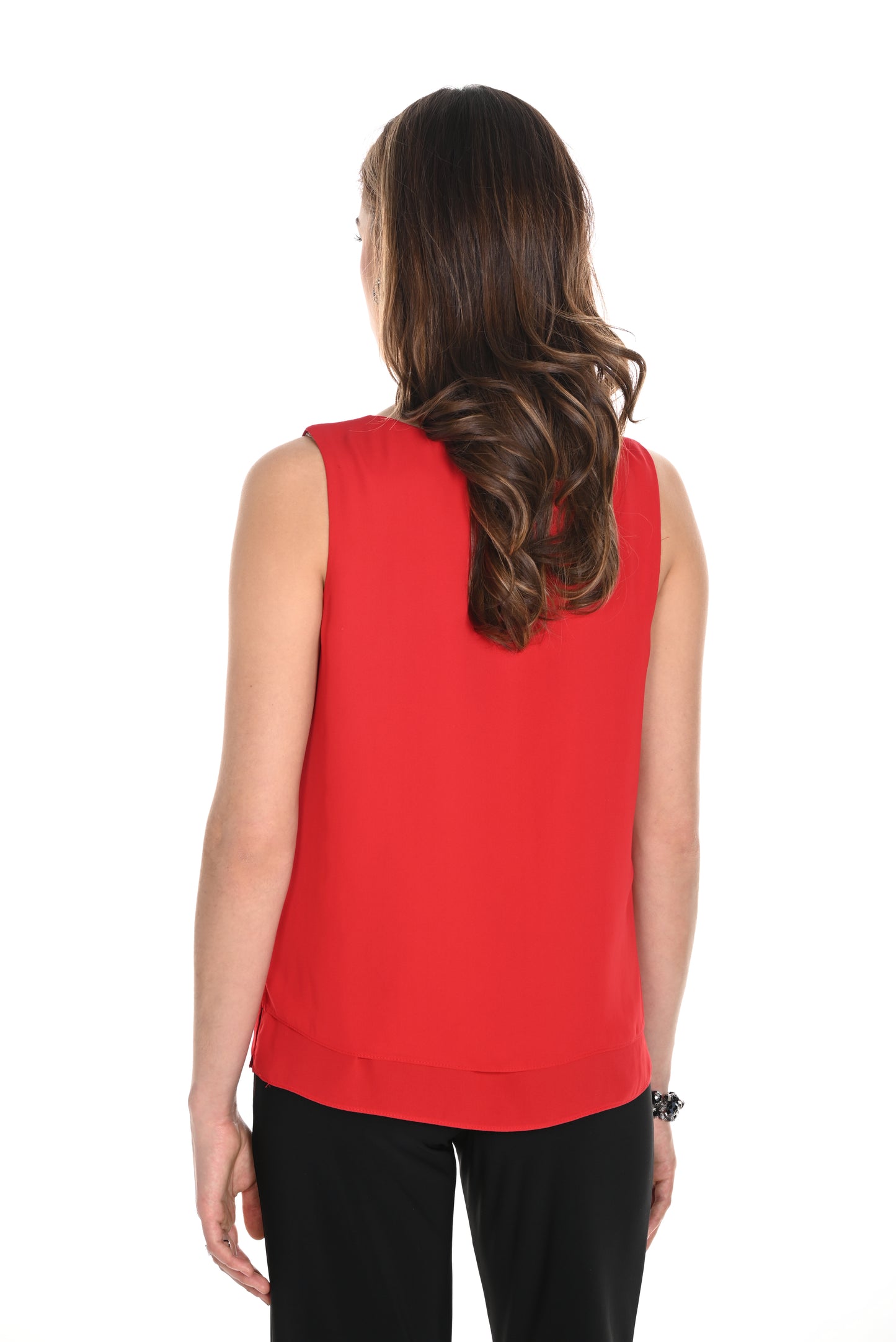 Frank Lyman Fall 2024-244252-Woven Top-Tomato - The Coach Pyramids