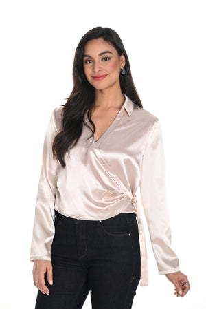 Frank Lyman Fall 2024-244273-Woven Blouse-Champagne