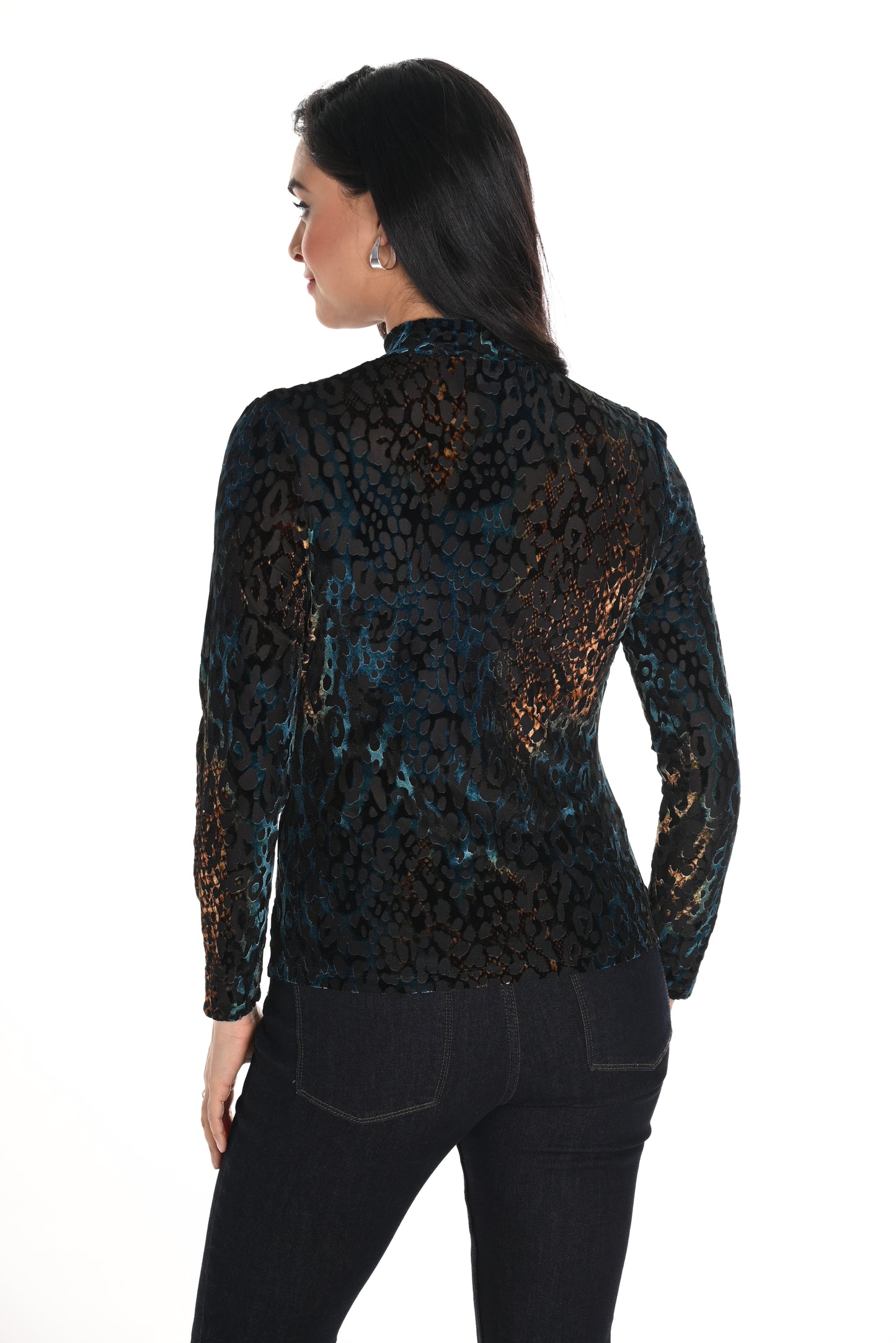 Frank Lyman Fall 2024-244278-Knit Top-Black/Teal - The Coach Pyramids