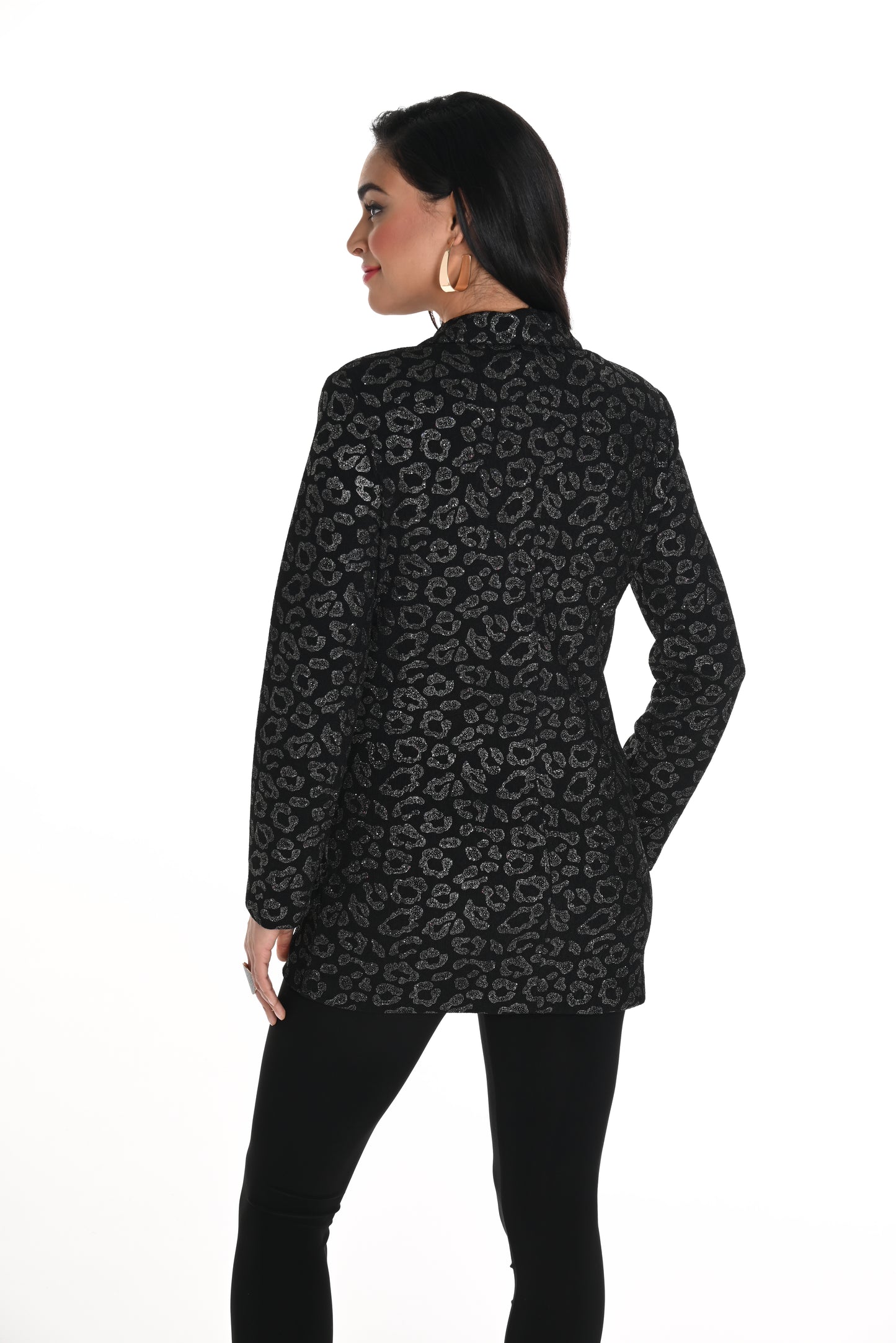 Frank Lyman Fall 2024-244290-Knit Jacket-Black/Gold - The Coach Pyramids