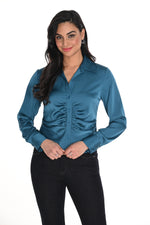 Frank Lyman Fall 2024-244603U-Woven Blouse-Teal